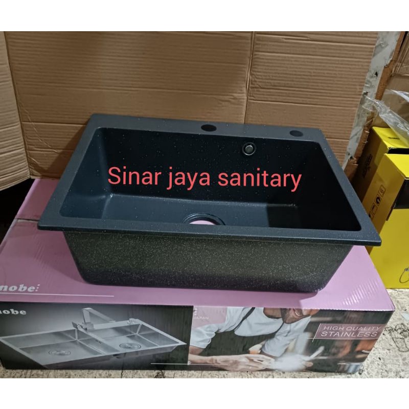 Kitchen sink inobe granit hitam 6045 ( FRE PETI KAYU ) / Promo Sink granit inobe