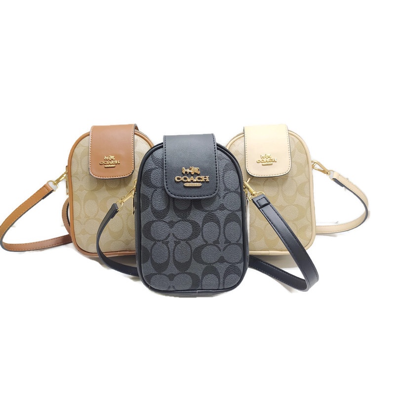 Tas slempang HP wanita/ Tas slingbag handphone khaki in black crossbody