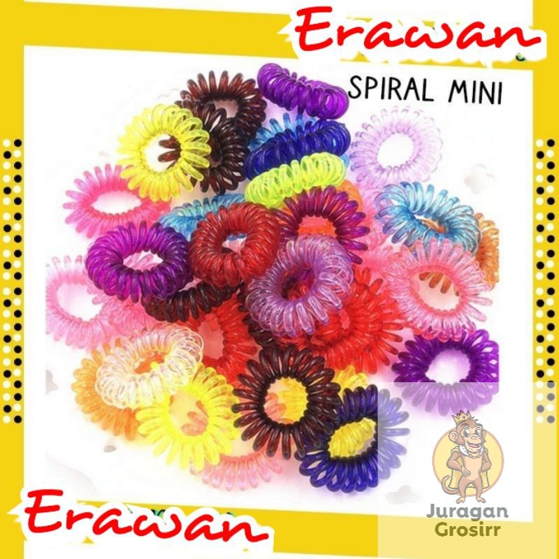 JG - Kunciran Rambut Kabel Warna Warni/ Ikat Rambut Spiral Mini