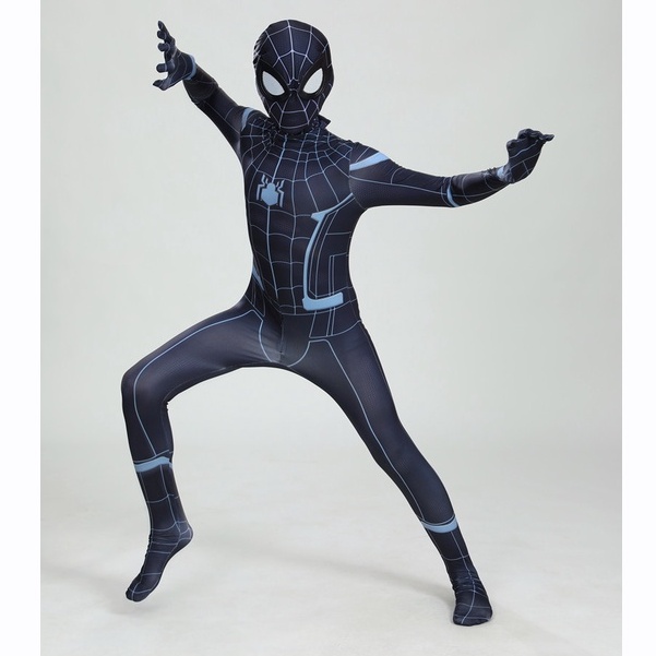 Voucher Shop SpiderMan Costumes &lt;No Way Home&gt; gaya yang sama seperti film Spider-Man jas hitam permainan kostum anak lompat