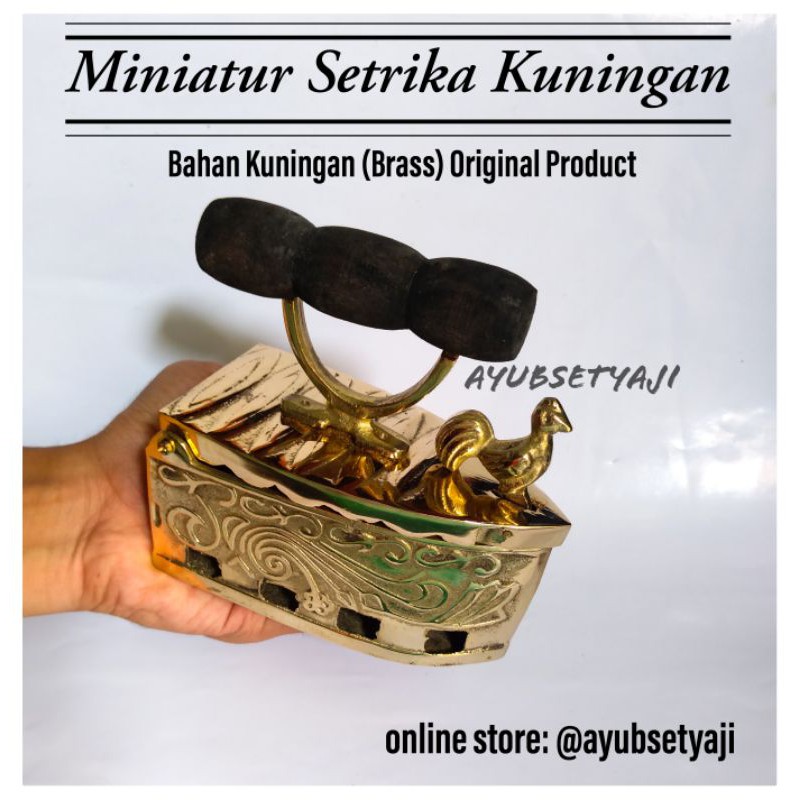 Miniatur Setrika Seterika Besar Batik ukir Kuningan kerajinan hiasan furniture aksesoris setrika hia