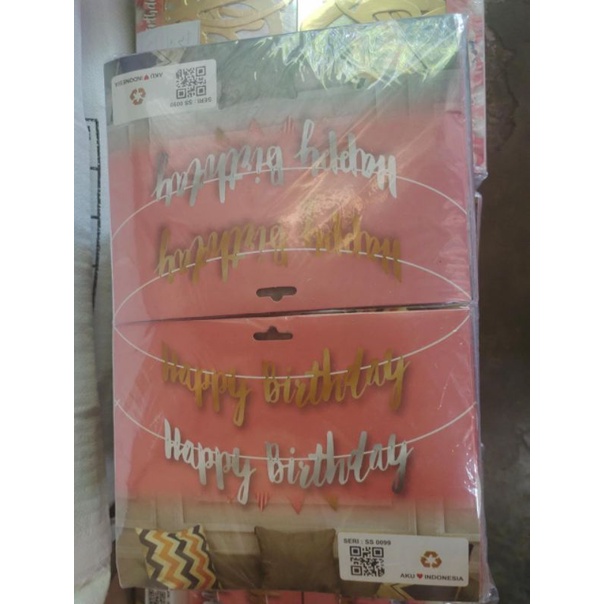 Banner Flag Happy Birthday Latin Gold/Silver Dekorasi Ulang Tahun