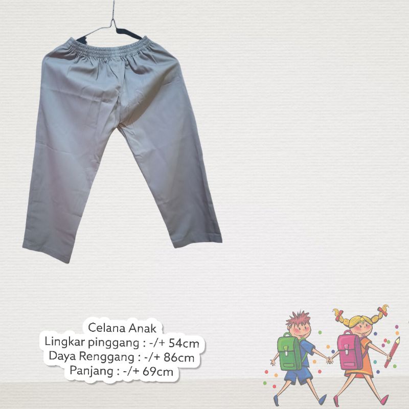Preloved Celana Panjang Bahan Baju Muslim Abu abu Grey Seragam Sekolah Anak SD MI SDIT | Celana Seko