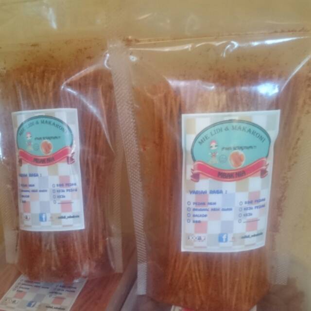 Mie lidi bumbu basah kemasan pouch