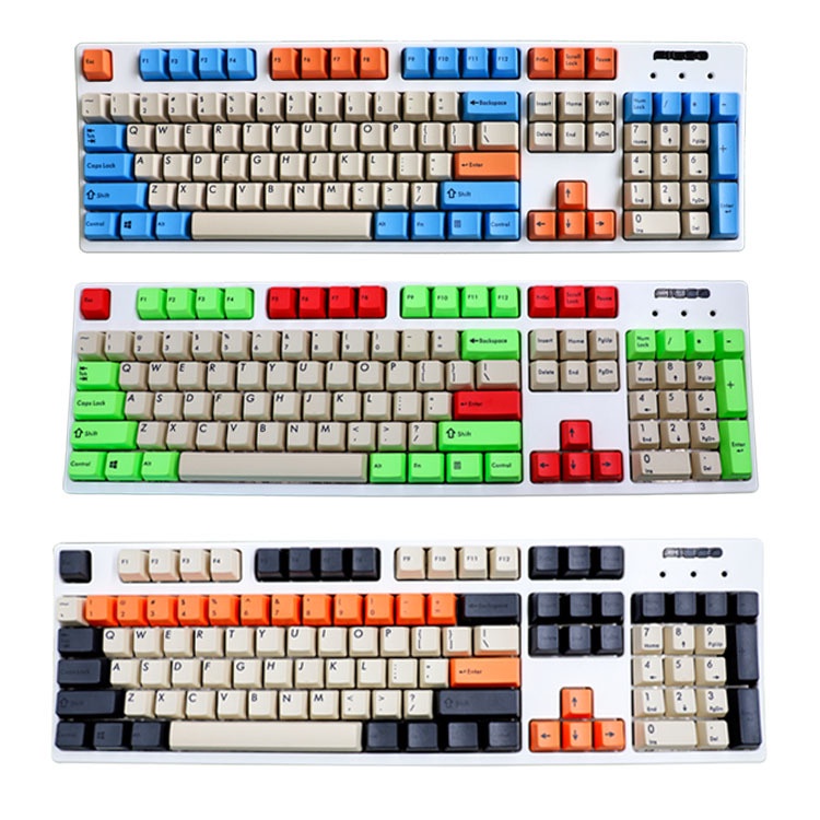 104pcs Keycap Keyboard Mekanik Oem Tinggi Pbt Bahan Karbon Warna Merah / Hijau / Abu-Abu Untuk Cherry Axis