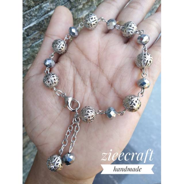 GELANG SILVER CANTIK KOMBINASI BOLA SILVER