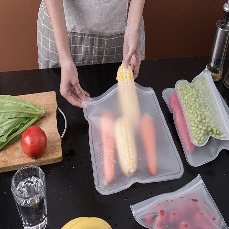 1PCS Silicone Food Leakproof Reusable Ziplock Shut Fresh  Storage Containers for Sandwich, Fruit, Snack, Vegetables,Marinate Meats,Cereal,Travel Items