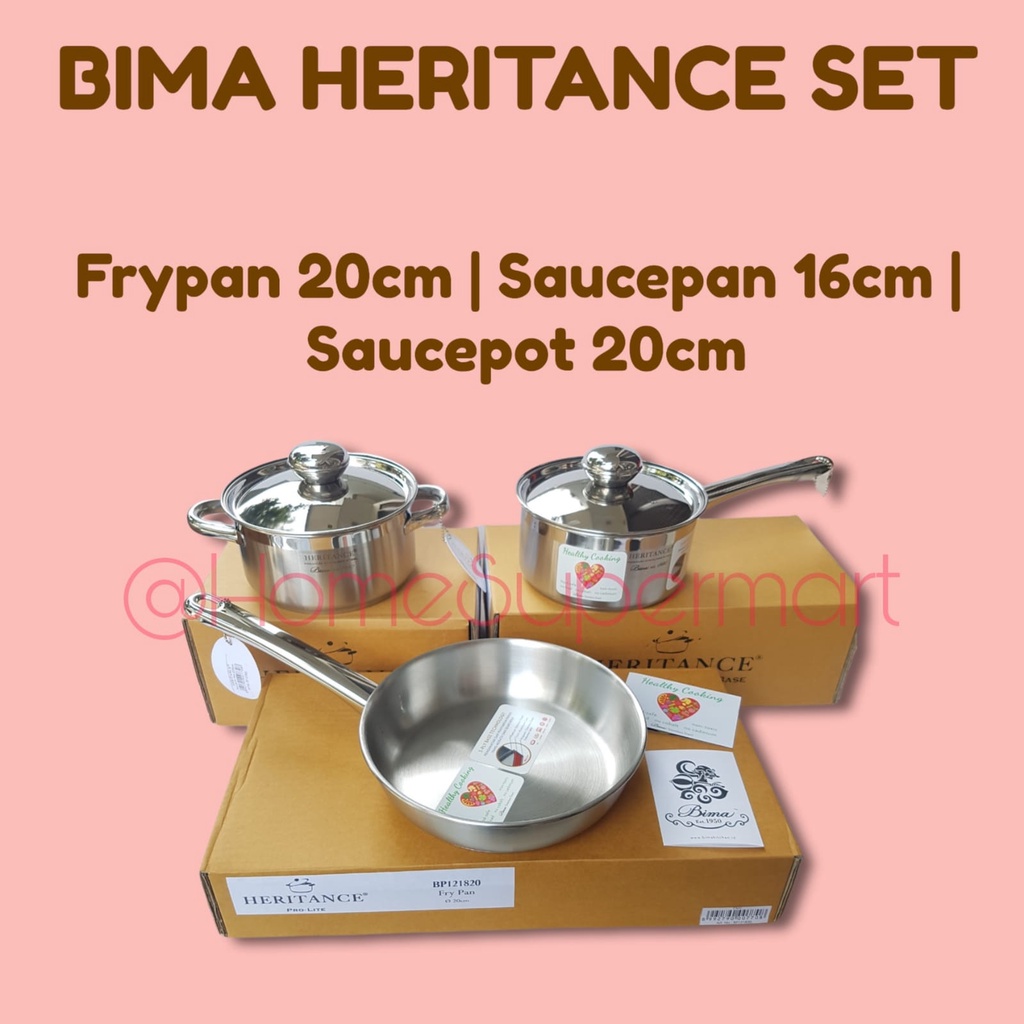 Bima Heritance Set Panci Frypan Penggorengan Stainless 3ply Saucepot Sauce Pan