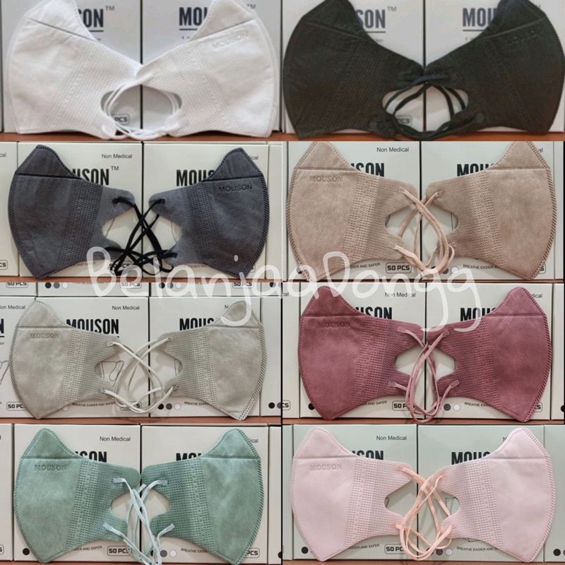 MASKER DUCKBILL MOUSON 4PLY ISI 50 PCS - MASKER DUCKBILL MURAH - MASKER DUCKBILL WARNA WARNI - MASKE