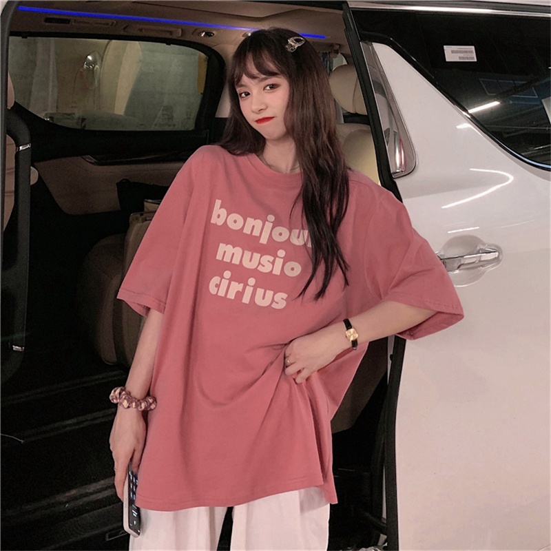 Kaos Atasan Lengan Pendek Wanita Fashion Korea/Premium Katun T-shirt Import/Baju Cewe Oversize(realpict)