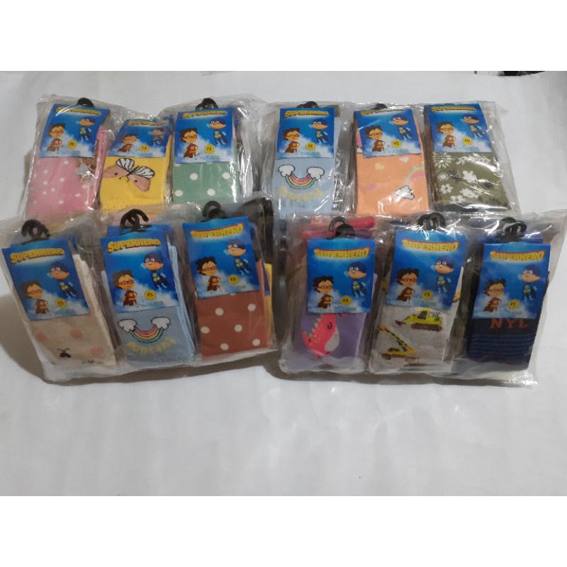 (ISI 12 PASANG KAOS KAKI KEMASAN MOTIF ANAK COWO DAN CEWE TK/SD (RANDOM)