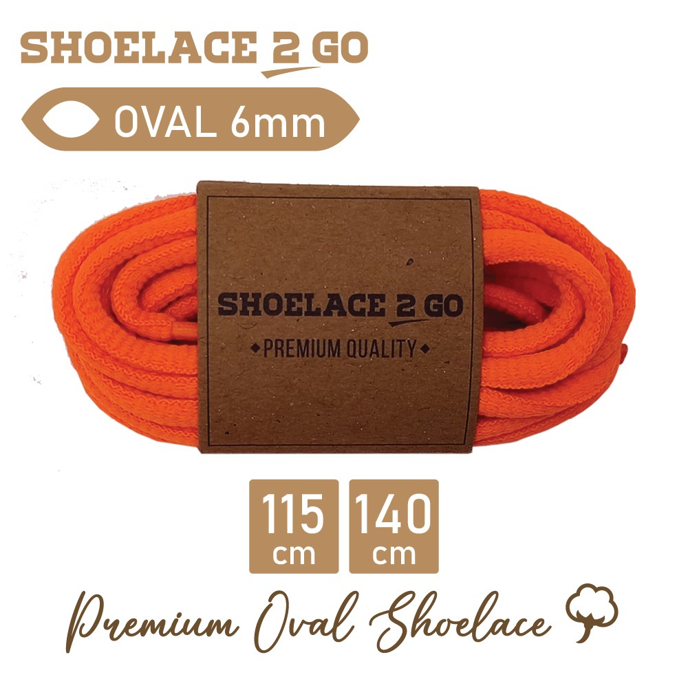 SHOELACE 2 GO PREMIUM TALI SEPATU LONJONG OVAL - SO6 - I1 - ORANGE - 6MM