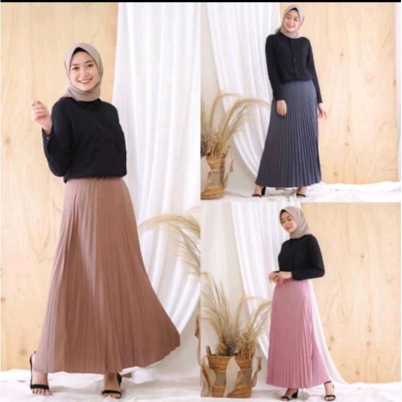 Florina Fashion Store - Rok Plisket / maxi Skirt Prisket Pleates