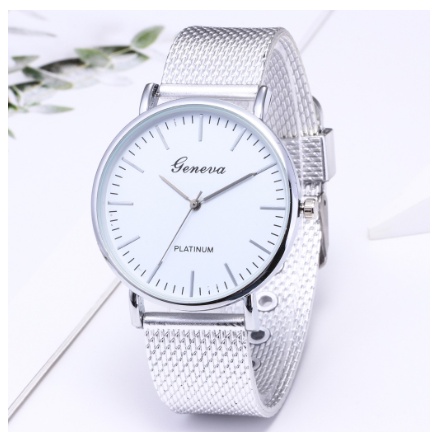 ✅COD Dari JKT Jakarta - BAYAR DITEMPAT - Jam Tangan Geneva Karet Motif Pasir-Karet Silver Putih
