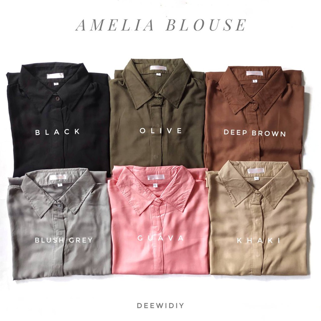 KEMEJA PANJANG WANITA BAHAN RAYON MUAT SAMPAI JUMBO - AMELIA BLOUSE DEEWIDIY