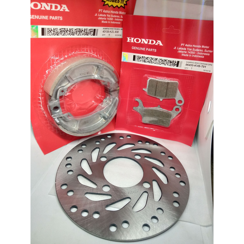 paket kampas rem cakram depan  + kampas belakang dan piringan beat,vario
