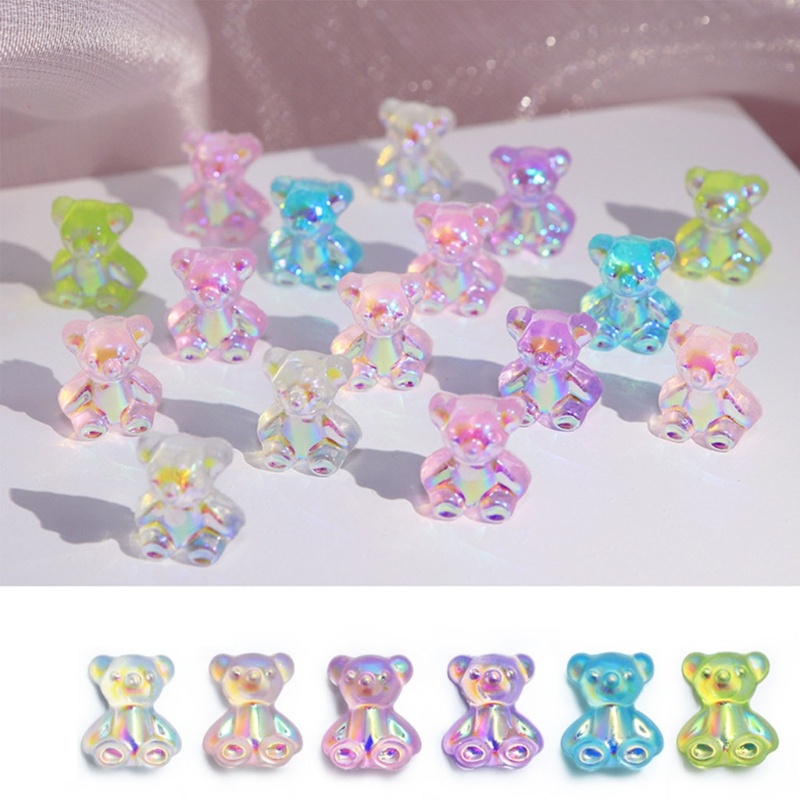 Zzz 0 Pcs Hiasan Kuku 3D Motif Beruang Aksen Berlian Imitasi + Glitter Untuk Dekorasi Nail Art / Manicure