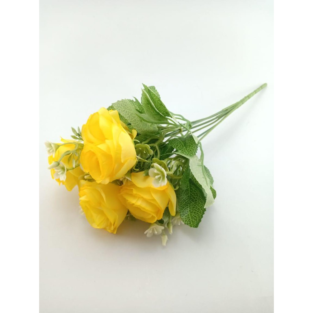 COD BUNGA MAWAR BUNGA TANGKAI PLASTIK BUNGA ARTIFISIAL BUNGA PAJANGAN IMITASI BUNGA HIASAN BT9039-KUNING