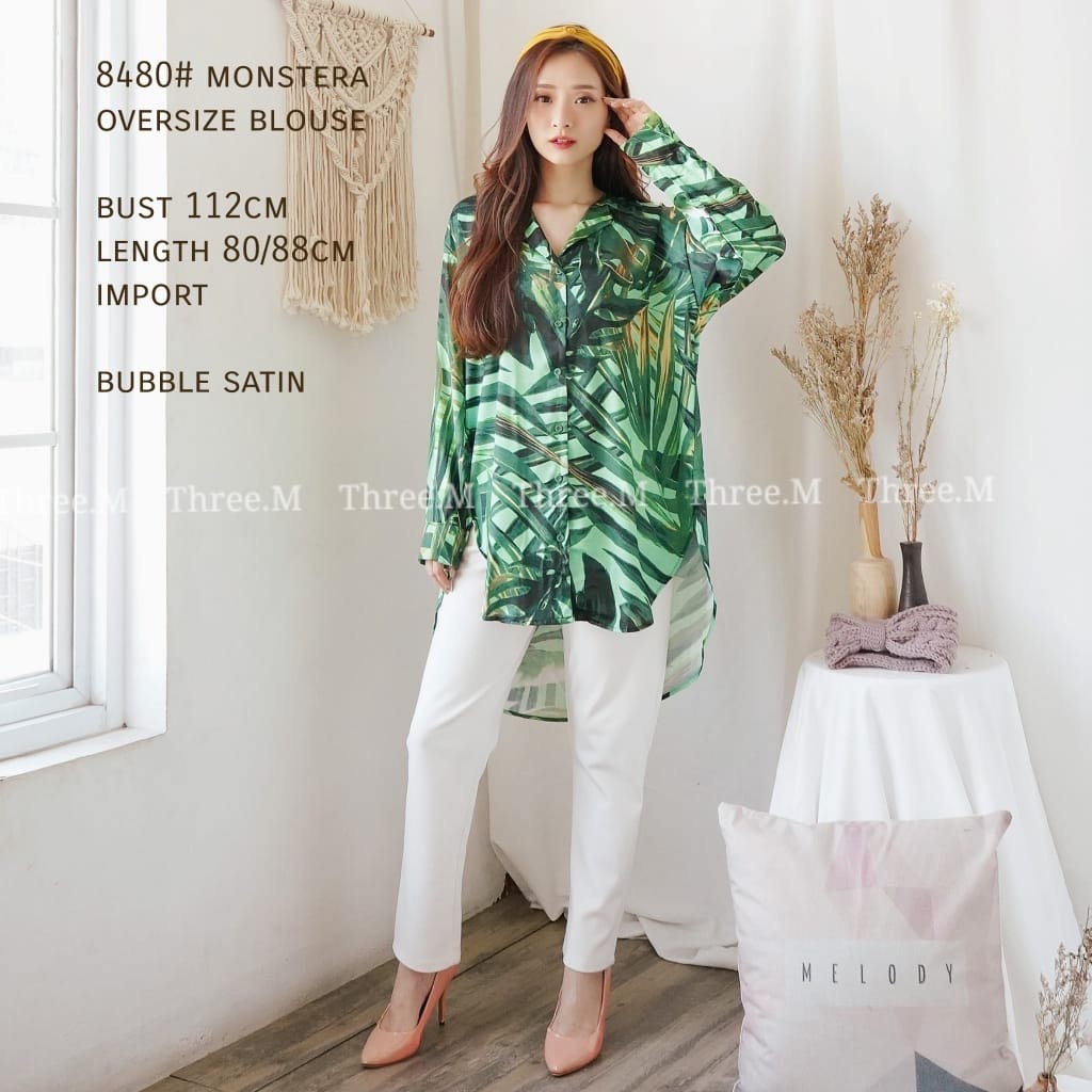 Monstera Oversized Shirt Import TM 8480 Cardigan rajut bahan import / Dress rajut import / Dress Max