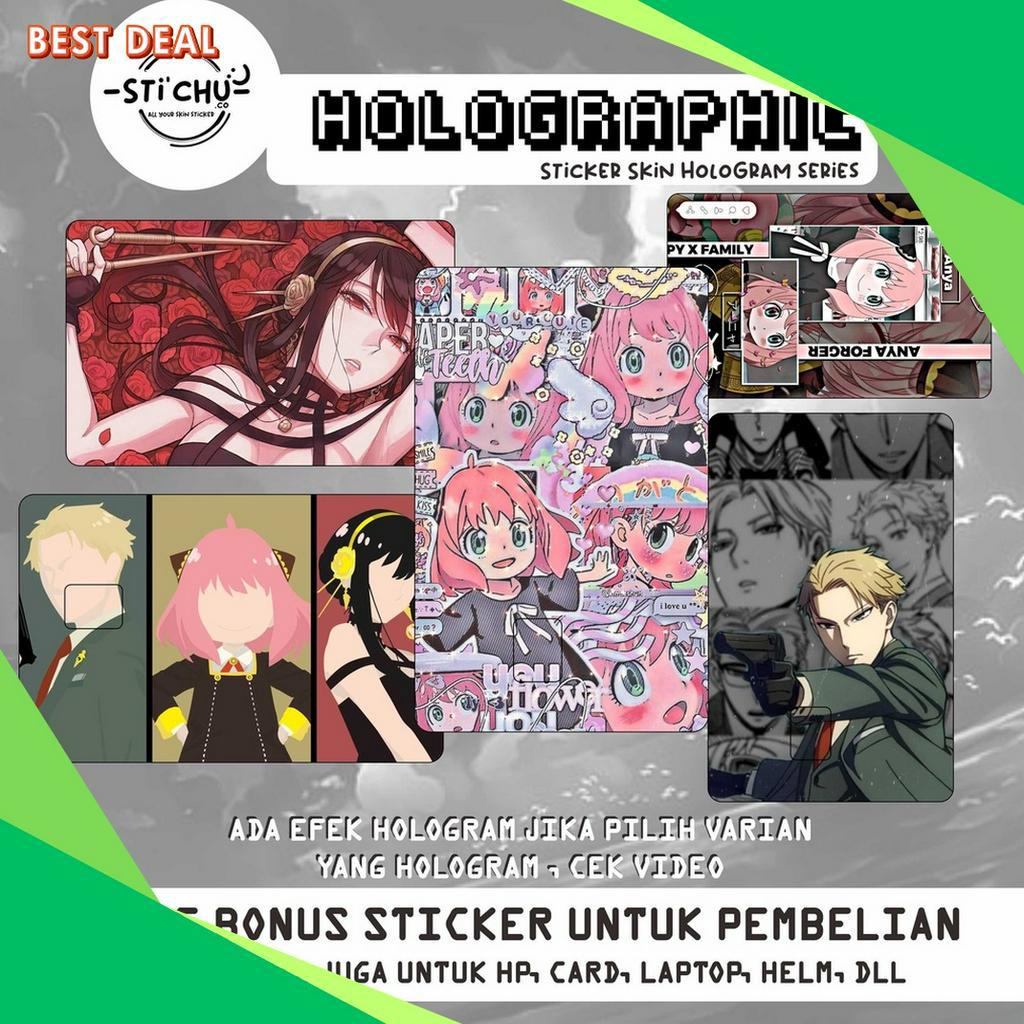 

PESTA DISKON Sticker Kartu Atm Skin Card HOLOGRAM SPY X FAMILY geto flazz emoney