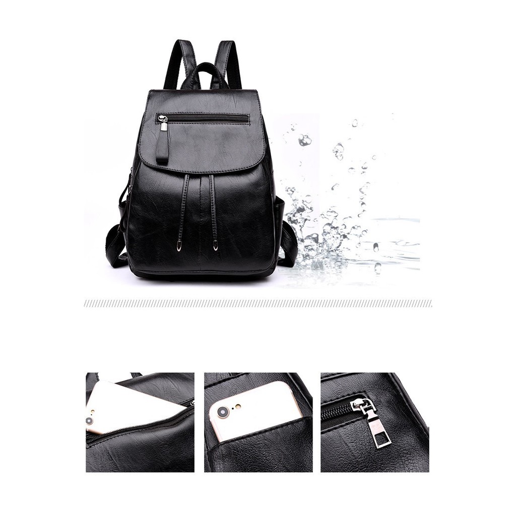 Tas Ransel Kulit Waterproof PU Premium Import Korea