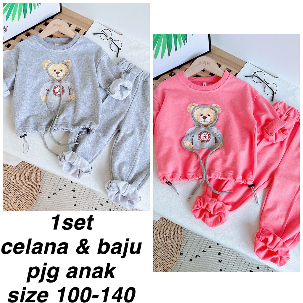 (LOLI-JKT) BS-63 SET ANAK FASHION ENJOY FOR KIDS MOTIF BEAR 100-140