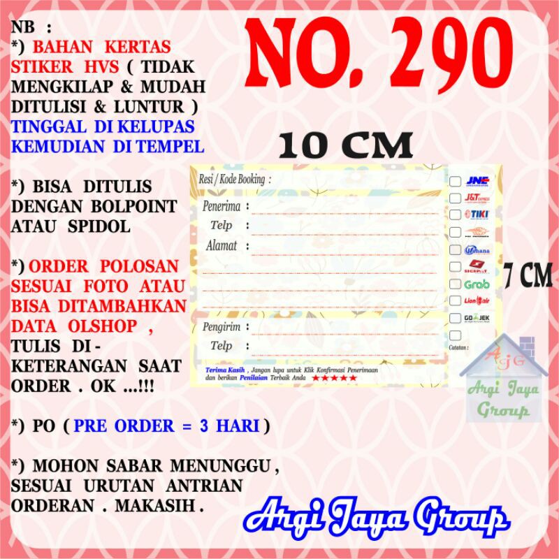 

Stiker HVS - Stiker Pengiriman - Sticker Alamat Olshop Murah Nomer 290-10x7cm