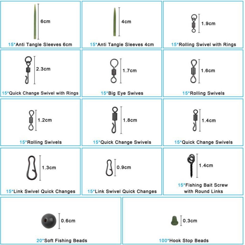 Konektor Sambungan Umpan Kail Pancing Set Carp Tackle Kit 300Pcs