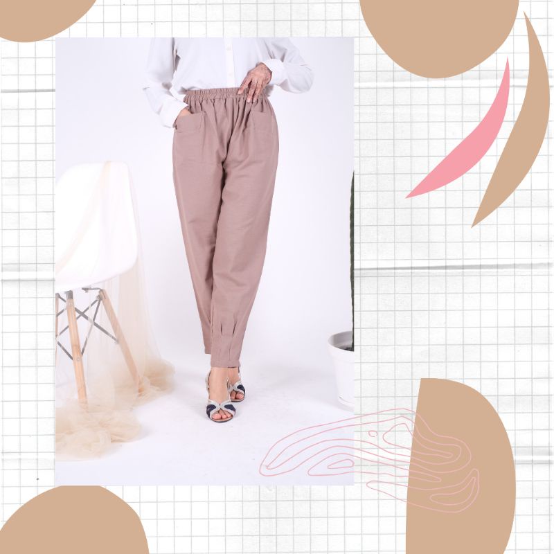 Celana panjang bahan Linen Rami kivit pants venyastore