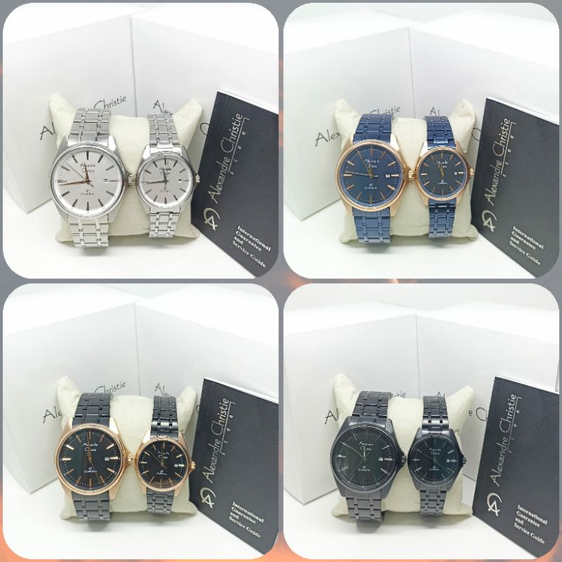 Jam Tangan Couple Alexandre Christie 8661 AC8661 AC Couple Tali Besi / Stainless