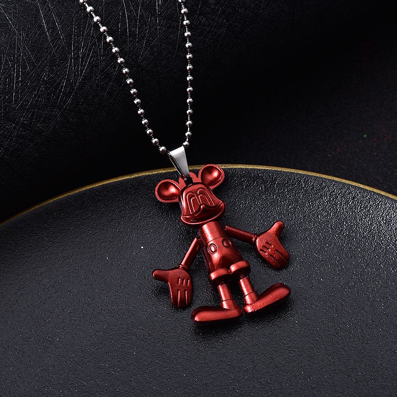 Retro pribadi hip hop anggota badan bergerak kartun Mickey Panjang kalung lucu Mickey Mouse liontin