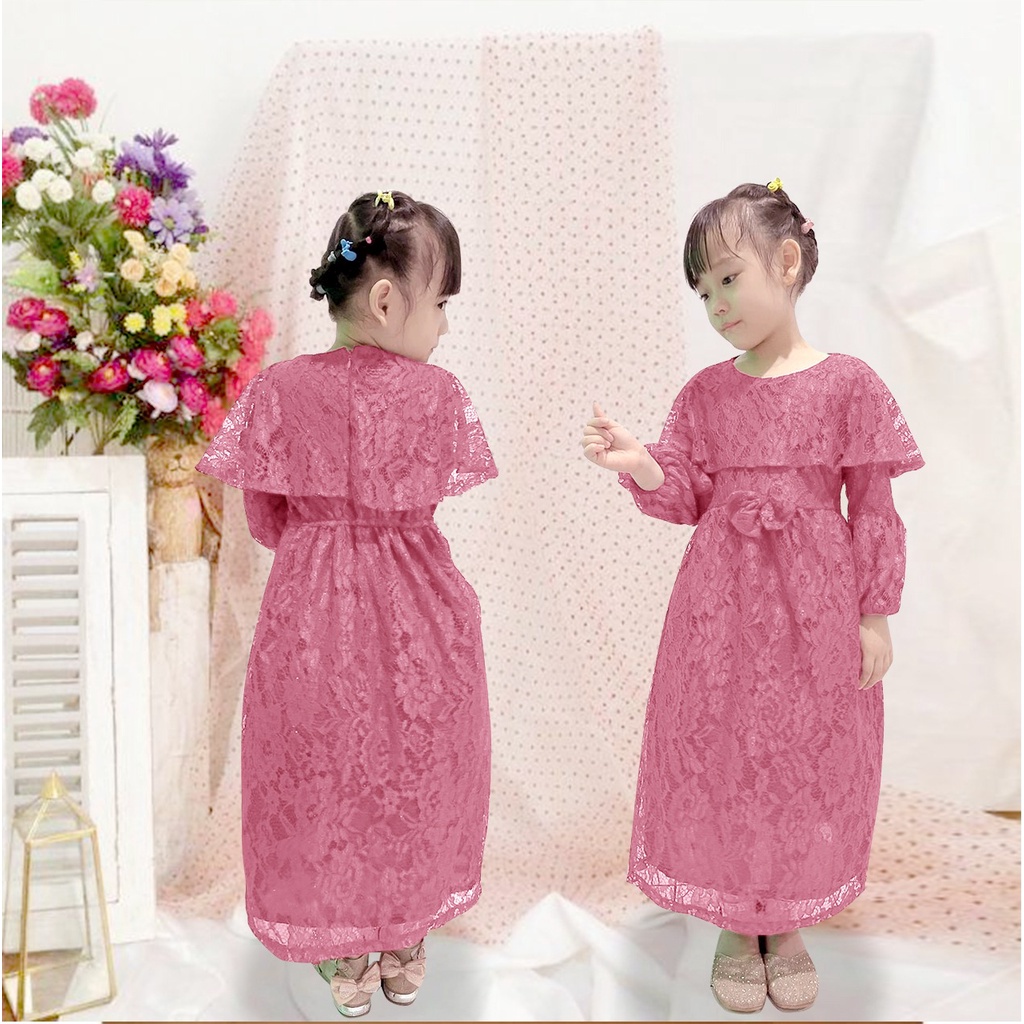 REAL PICT MAXI CARLISA KID/DRESS BROKAT GLITER ANAK UMUR 3-8 TAHUN GAMIS BROKAT ANAK /GOOD QUALITY