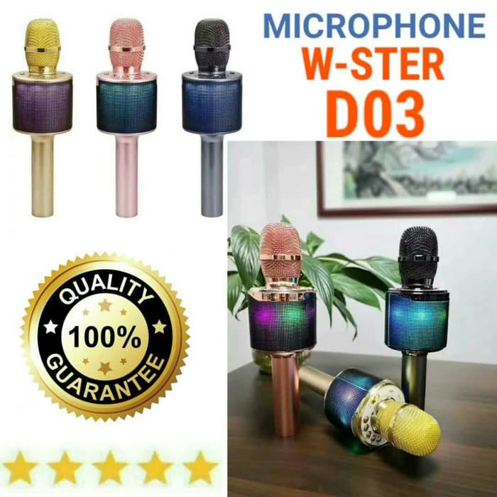 Mic Karaoke KTV LED Microphone Smule Wireless Bluetooth WSTER D03 D-03