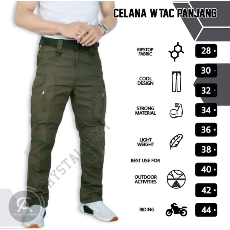 Celana Tactical WTAC panjang / Celana outdoor / celana cargo hits