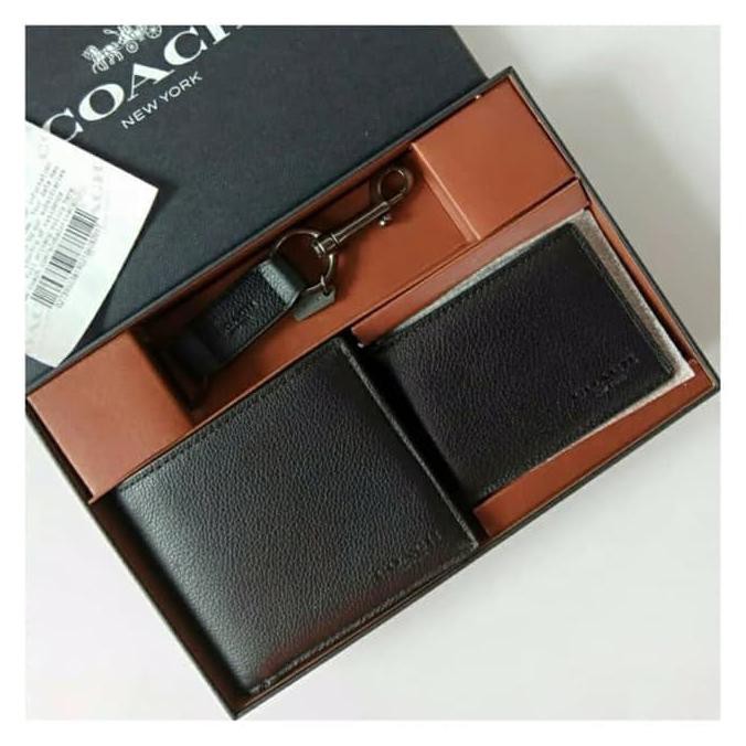 Kualitas Terbaik DOMPET PRIA COACH ORIGINAL - COACH MENS GIFT SET WALLET BLACK DISKON
