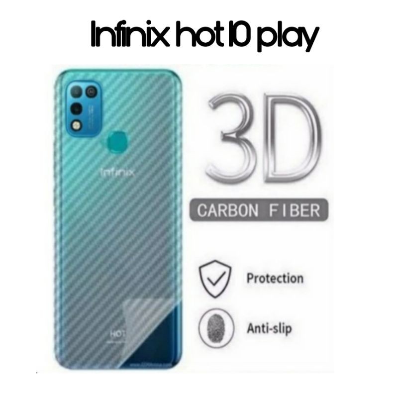 PROMO Garskin Carbon 3D INFINIX HOT 11 PLAY 10 PLAY Back Skin Transparan  Protector