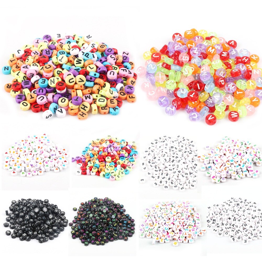 100pcs Manik-Manik Akrilik Bentuk Huruf A-Z Warna Campur Ukuran 7mm Untuk Membuat Perhiasan Diy Campur Acak Manik-Manik Akrilik Huruf Inggris Manik-Manik Angka Alfabet Hati Datar Untuk Charms Gelang Kalung Untuk Dekorasi Rumah