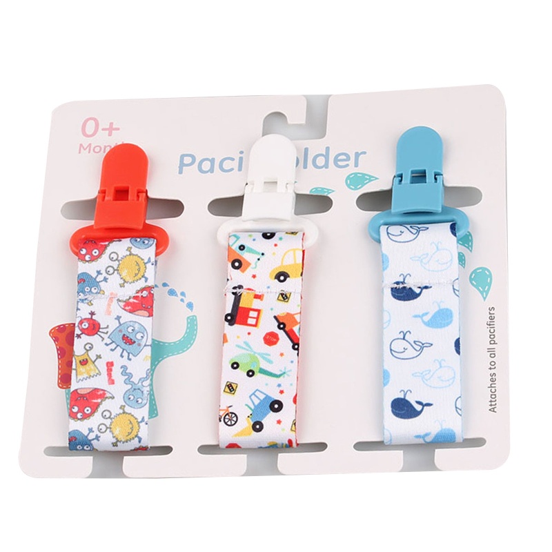 Mary 3pcs / set Klip Rantai Holder Dot Empeng Bayi Motif Print Kartun DIY