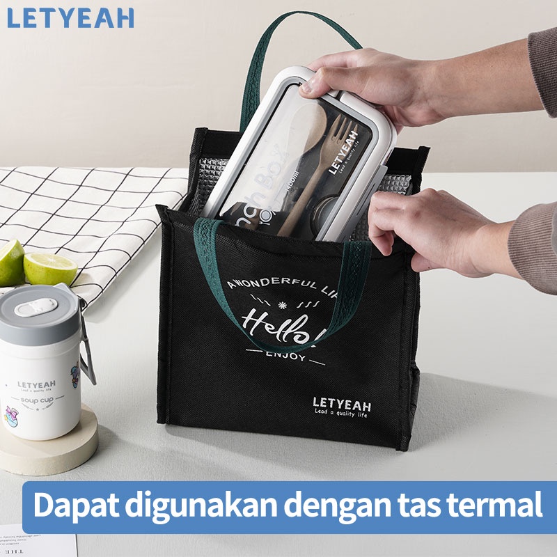 letyeah lunch box set DIY sticker kotak makan tempat mankan 1400ml dan mangkuk sup portable 330ml