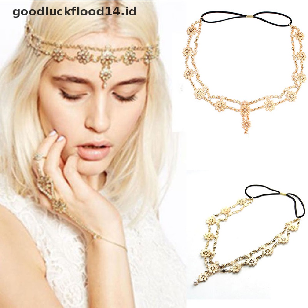 [OOID] Womens Fashion Pearl Rhinestone Head Chain Jewelry Headband Head Piece Hair Band ID