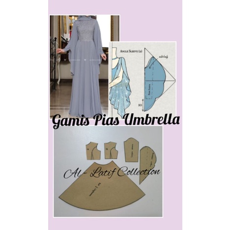 pola instan / pola jiplak gamis pias umbrella