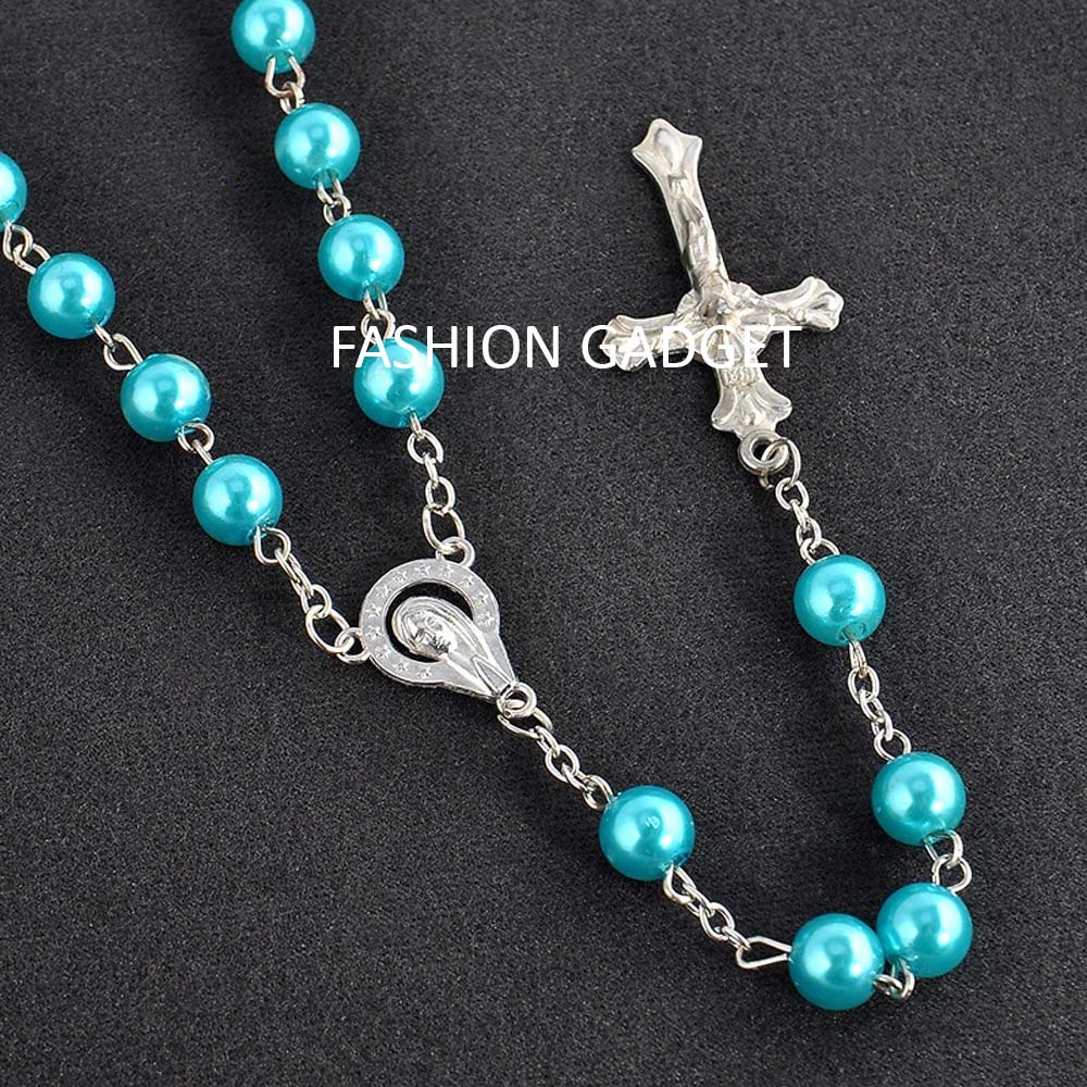 Kalung Rosario Fosfor Padi / Kayu Wangi Kalung Salib kalung Salip Rosary Neclace Liontin