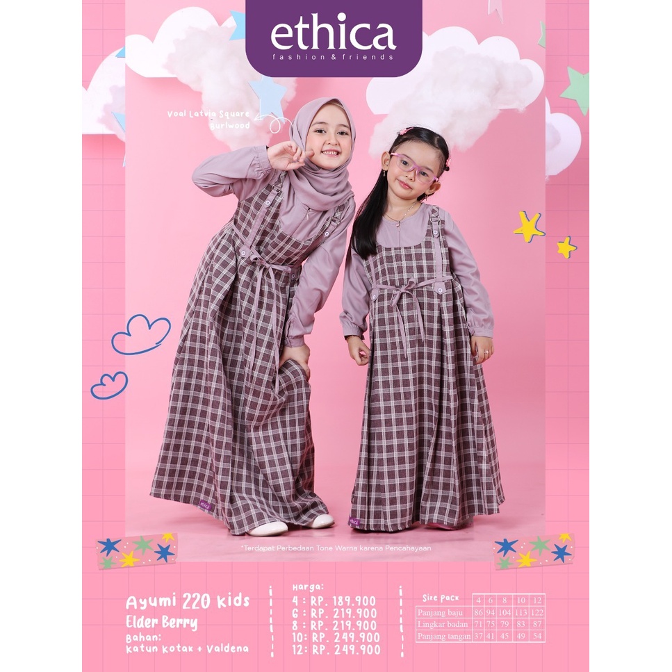 GAMIS ANAK AYUMI 220 ELDERBERRY, FROST GREY, MEDIEVAL BLUE DAN TOBACCO BROWN ORY BY ETHICA