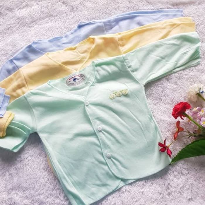 3 Pcs Oblong Lengan Panjang Kancing Dolphin - Baju Bayi Newborn - Atasan Bayi - Mix 3 Warna