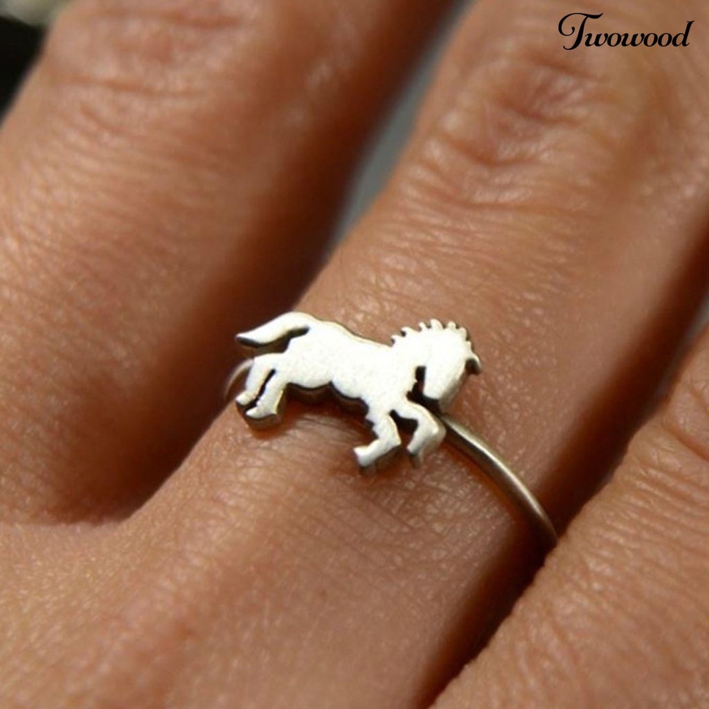 Twowood Finger Ring Horse Shape Exquisite Men All Match Fine Workmanship Ring Birthday Gift