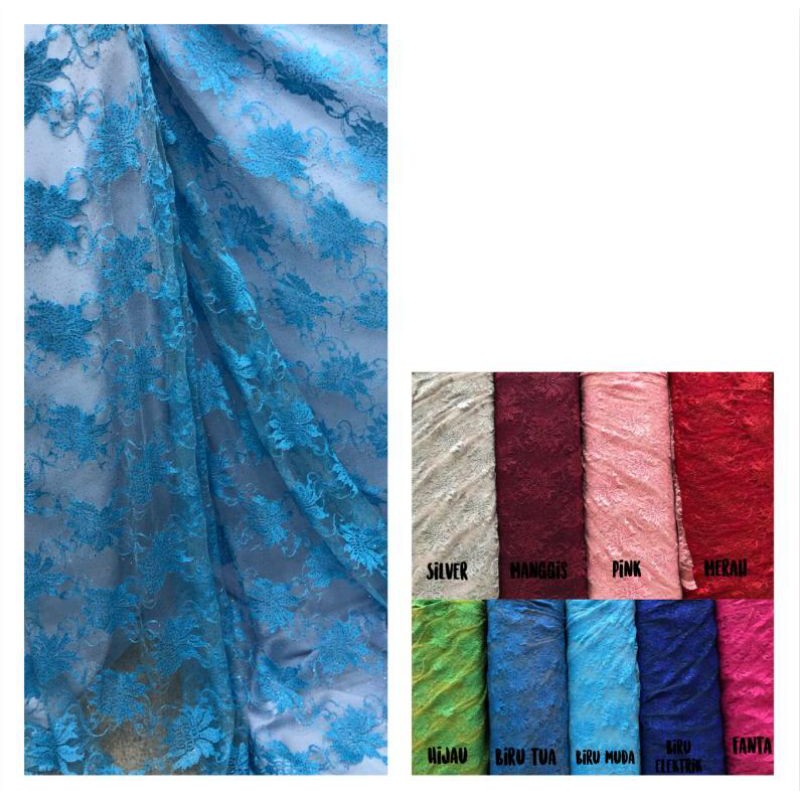 [PRIANCA] Brokat lace renda | Harga ½ meter = 50 cm (Bahan Dress Bridesmaid, Kondangan, Kebaya Modern, Hijab, Seragam)  BAHAN KAIN BRUKAT TILE PREMIUM BROKAT METERAN MURAH BURKAT LACE BROKLAT TERBARU MEWAH