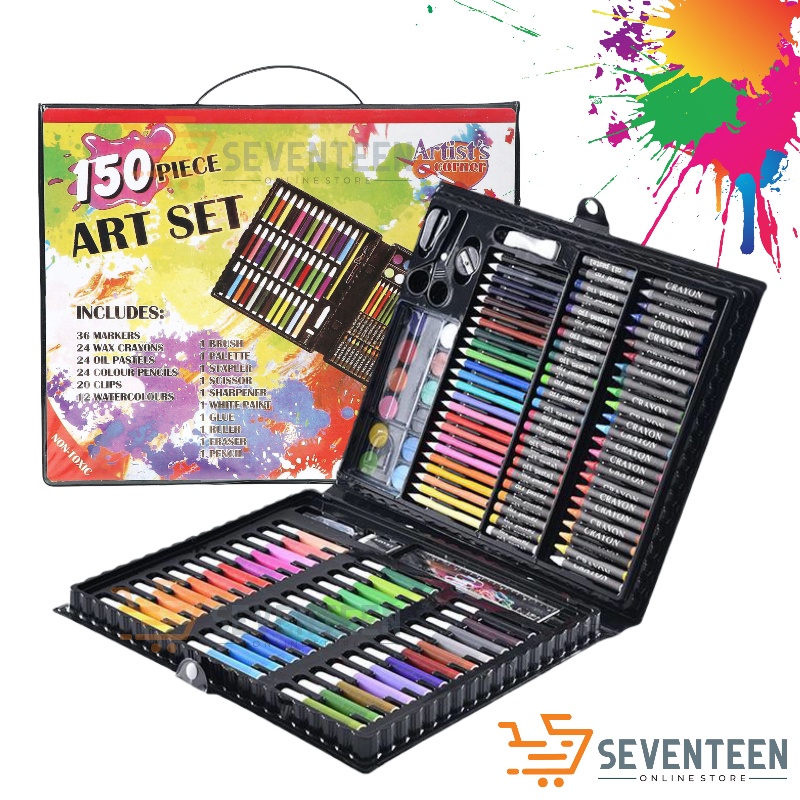 SEVENTEEN CRAYON SET 150PCS SPIDOL WARNA ALAT MELUKIS MEWARNAI MENGGAMBAR PENSIL KRAYON 1 SET ART COLOURING