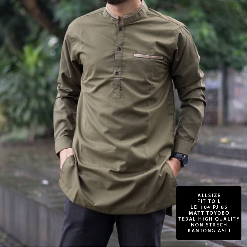 HOPYLOVY - Baju Koko Katun Pria Lengan Panjang Anwa