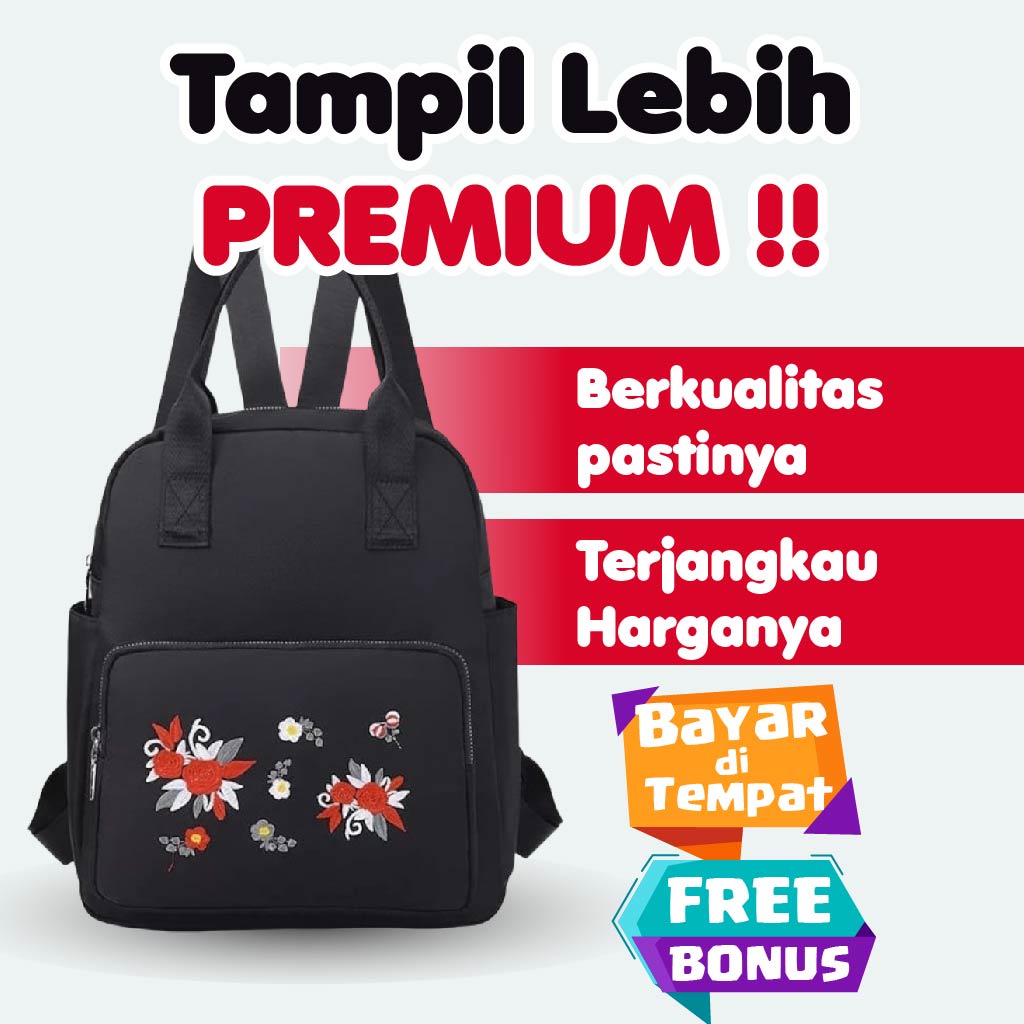 Tas Ransel Backpack Kanvas Laptop Sekolah Kerja 14 inch Korea Kekinian Pria Wanita Cewek Cowok