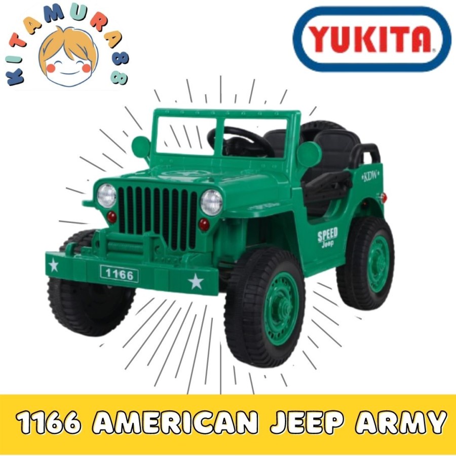 Mainan Anak - Mobil Aki YUKITA 1166 JEEP ARMY AMERICAN